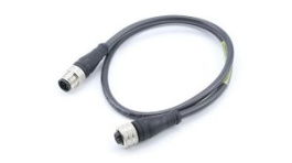 1200060049, Micro-Change (M12) Double-Ended Cordset 4 Poles Male (Straight) to Female (Straight) 0.34mm² Black PVC Cable 5m, Molex