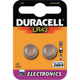 LR43 [2 шт], Батарея: щелочная; 1,5В; LR43,R1142; Кол-во бат:2; O11,6x4,2мм, Duracell