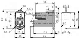 4303.5014, Power inlet with filter 6 A 250 VAC, Schurter