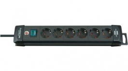 1951160100, Outlet Strip 6 Schuko Type F Black CEE 7/4, Brennenstuhl