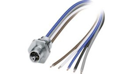 1425582, M12 Front Mounting Panel Plug, 5 Poles, L-Coded, Assembled with Wires, Phoenix Contact