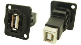 CP30209N, USB Adapter in XLR Housing 1 x USB 2.0 A, 1 x USB 2.0 B, Cliff