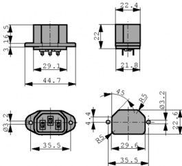 6162.0043, Разъем: питания AC; гнездо; "папа"; 10А; 250ВAC; IEC 60320; C14 (E), Schurter