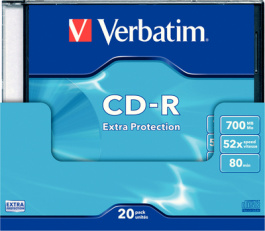 43348, CD-R 700 MB Slim case of 20, Verbatim