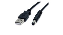 USB2TYPEM, USB Cable USB-A Plug - 5.5 x 2.1 mm Barrel Plug 900mm USB 2.0 Black, StarTech.com