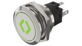 82-6151.1A34.B006, Illuminated Pushbutton 1CO, IP65/IP67, LED, Green, Momentary Function, EAO