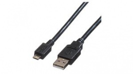 11028310, Cable USB-A Plug - USB Micro-B Plug 150mm USB 2.0 Black, Roline