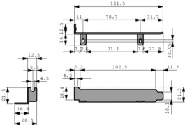 KHPC L 015, PC card holder, drilled, Fischer Elektronik