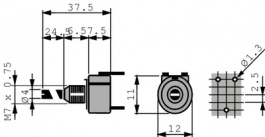 SMC-10 V10 504 A 2020 MTA, Rotary Potentiometer, 500 kOhm, PCB Connection, Piher