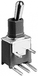 TL39W015000, Miniature Toggle Switch, On-Off-On, Solder-In Pins, Bent Ove, APEM