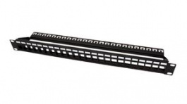 26.11.0357, Patch Panel Frame, CAT5 / CAT6, 24x RJ45, 19", Black, Roline