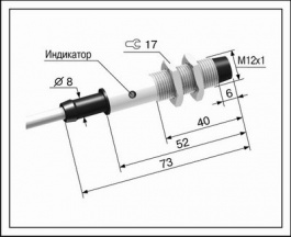 ВБ2.12М.73.4.5.1.Z, Индуктивный датчик серии ВБ2.12М диаметром 12 мм, МЕГА-К