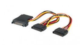 11.03.1041, Power Extension Cable SATA 15-Pin Plug - 2x SATA 15-Pin Female 300mm Multicolour, Roline