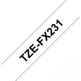 TZE-FX231, Label Tape 12 mm Black on White 8 m, Brother