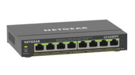 GS308EPP-100PES, PoE Switch, Layer 3 Managed, 1Gbps, 83W, RJ45 Ports 8, PoE Ports 8, NETGEAR