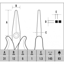 T3890, Snipe nose pliers 145 mm, C.K Tools (Carl Kammerling brand)