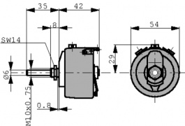 P0400032701KAGX000, Wire potentiometer 2.7 kOhm linear +- 10 %, Vishay