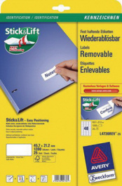 L4736REV-25, Multipurpose labels, 30 sheets/1.440 labels, 45.7 x 21.2 mm,, Zweckform