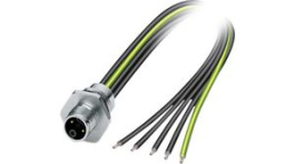 1425635, M12 Front Mounting Panel Plug, 5 Poles, K-Coded, Assembled with Wires, Phoenix Contact