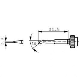 0612HD/SB, Soldering Tip Chamfer 2.5 mm, 30° bent 2.5 mm, Ersa