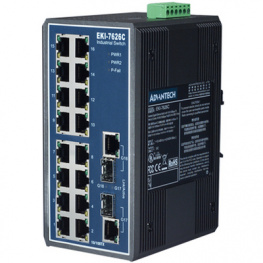 EKI-7626C, 16+2G Ethernet switch 16x 10/100 RJ45 2x 10/100/1000 RJ45/SFF (Mini-GBIC) Combo, Advantech