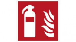 816880, ISO Safety Sign - Fire Extinguisher, Square, White on Red, Polyester, 1pcs, Brady