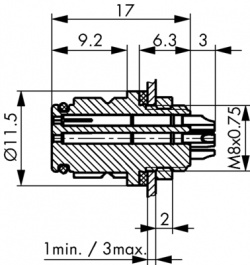 99 9208 070 03, Panel mount socket 3-pole green Pole no.=3, Binder