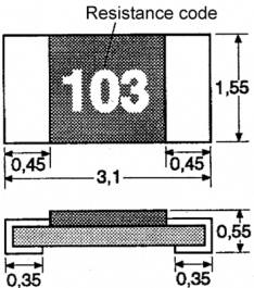 RK73H2BTTD3R30F, Resistor SMD 3.3 Ohm +- 1 %, KOA