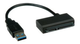 12.02.1043, Converter Cable USB A Plug - SATA 22-Pin Male 150mm Black, SECOMP (Roline)