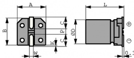 35SEV4R7M4X5.5, Aluminium Electrolytic Capacitor 4.7 uF 35 VDC, RUBYCON