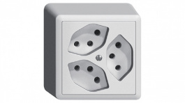 87303.FX.54.61, EDIZIO DUE 3xT13 parallel plug socket, wall mounting, Feller CH