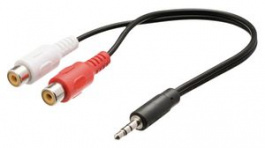 CAGB22250BK02, Stereo Audio Cable 3.5 mm Jack Plug - 2x RCA Socket 200mm, Nedis (HQ)