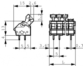 256-412, PCB Terminal Block 12P5 mm 5.08 mm, Wago