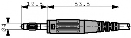 64.9195-21, Вилка; "банан" 4мм; 32А; черный; 2,5мм2; Покрытие: никелированные, Staubli (former Multi-Contact )