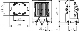 EV35-1.0-02-90M, Inductor, radial 90 mH (2x) 1 A (2x), Schaffner