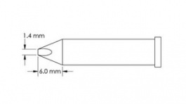GT6-CH0014P, Soldering Tip, GT6, Chisel, 1.4 x 6mm, Metcal