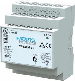 NPSM80-12, Power Supply 1Ph, 80W\\In: 120-240Vac, Out: 12Vdc/6A, NEXTYS