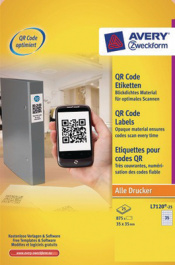 L7120-25, QR Code Labels, 25 sheets/875 labels, 35 x 35 mm, White, Zweckform