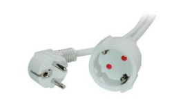 19991176, Extension Cable PVC DE/FR Type F/E (CEE 7/7) Plug - DE Type F (CEE 7/3) Socket 3m White, Value