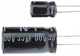 NKR4R7M1VD11-U, Capacitor, radial 4.7 uF 35 VDC, Jamicon