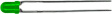 HLMP-1790-A0002 LED; 3мм; зеленый; 1-2,3мкд; 50°; Поверхность: выпуклая