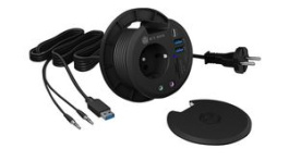 IB-HUB1430-CR, Desk USB Hub, 7x USB A Socket/USB C Socket/3.5 mm Jack Socket/SD Card Slot/microSD Card Slot/DE Type F (CEE 7/3) Socket - USB A Plug/3.5 mm Jack/DE Type F (CEE 7/4) Plug, ICY BOX