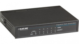 LPR1131, Gigabit PoE Repeater, 5x RJ-45, Black Box
