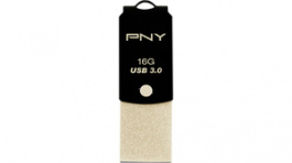 FDI16GUCD10K-EF, USB Stick Duo Link 16 GB Black / Gold, PNY