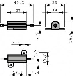 HS25 330R F, Wirewound resistor 330 Ohm 25 W +- 1 %, Arcol