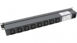 1583H8E1BKDP, Multiple Socket Outlet Strip, With Switch, 8 x IEC 320-C13, Black, Hammond
