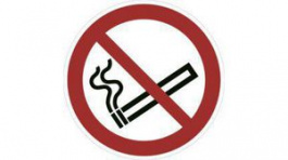 RND 605-00169, No Smoking Sign, Prohibition Sign, Round, Black on White/Red, Plastic, 1pcs, RND Lab