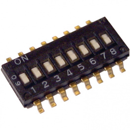 A6H-4101, Переключатель: DIP-SWITCH; Кол-во секций:4; ON-OFF; 0,025A/24ВDC, Omron