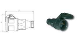 SSGL 216, Extension socket, splash-proof Black F (CEE 7/4), Gelia