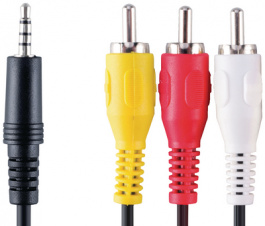 VVL4202, Stereo video cable 3.5 mm-Plug 3x RCA-Plug 2.0 m, Bandridge